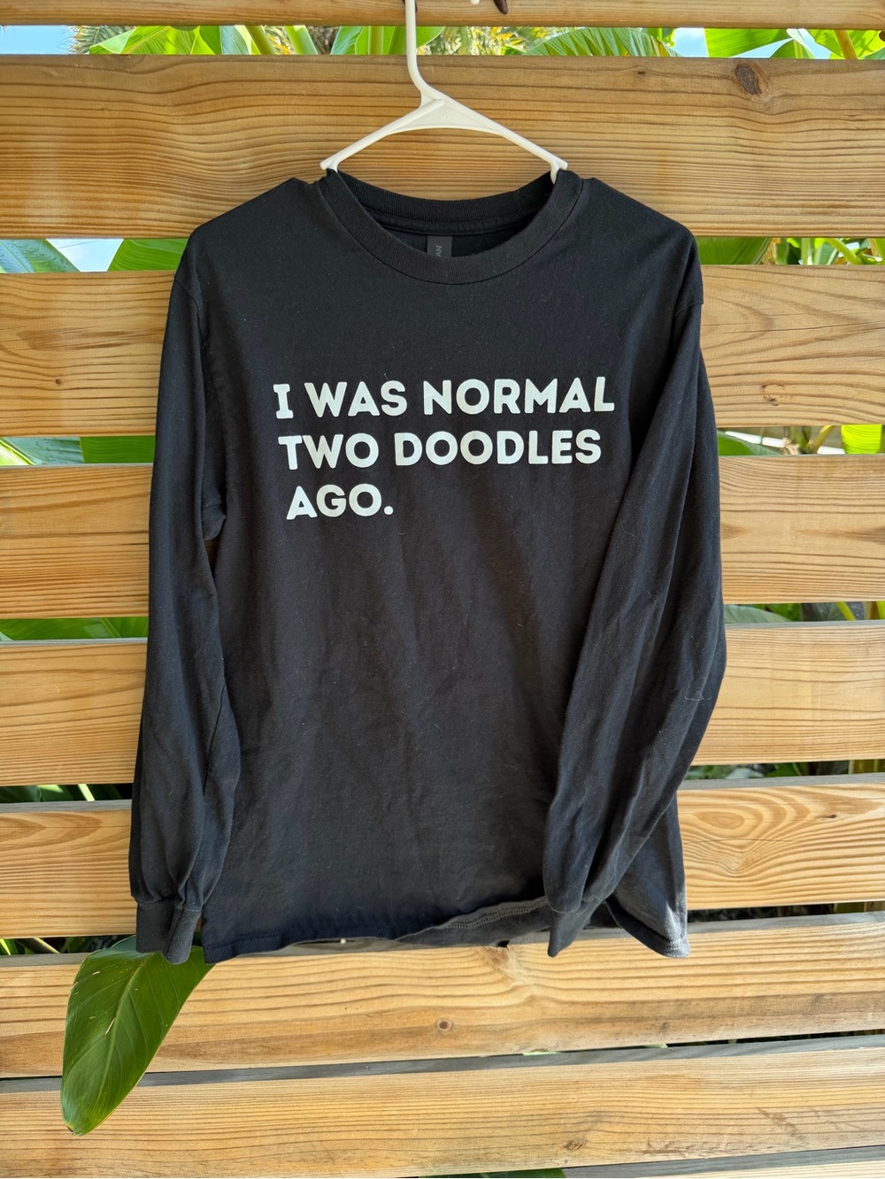 Black Long-Sleeve Graphic Tee - "I Was Normal Two Doodles Ago."